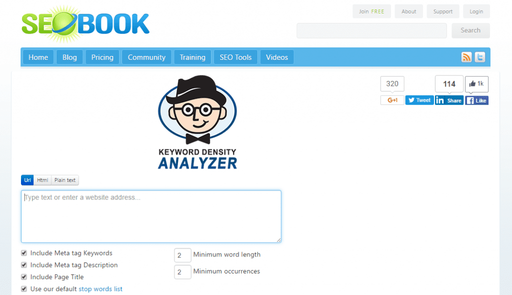 Keyword Density analyzer