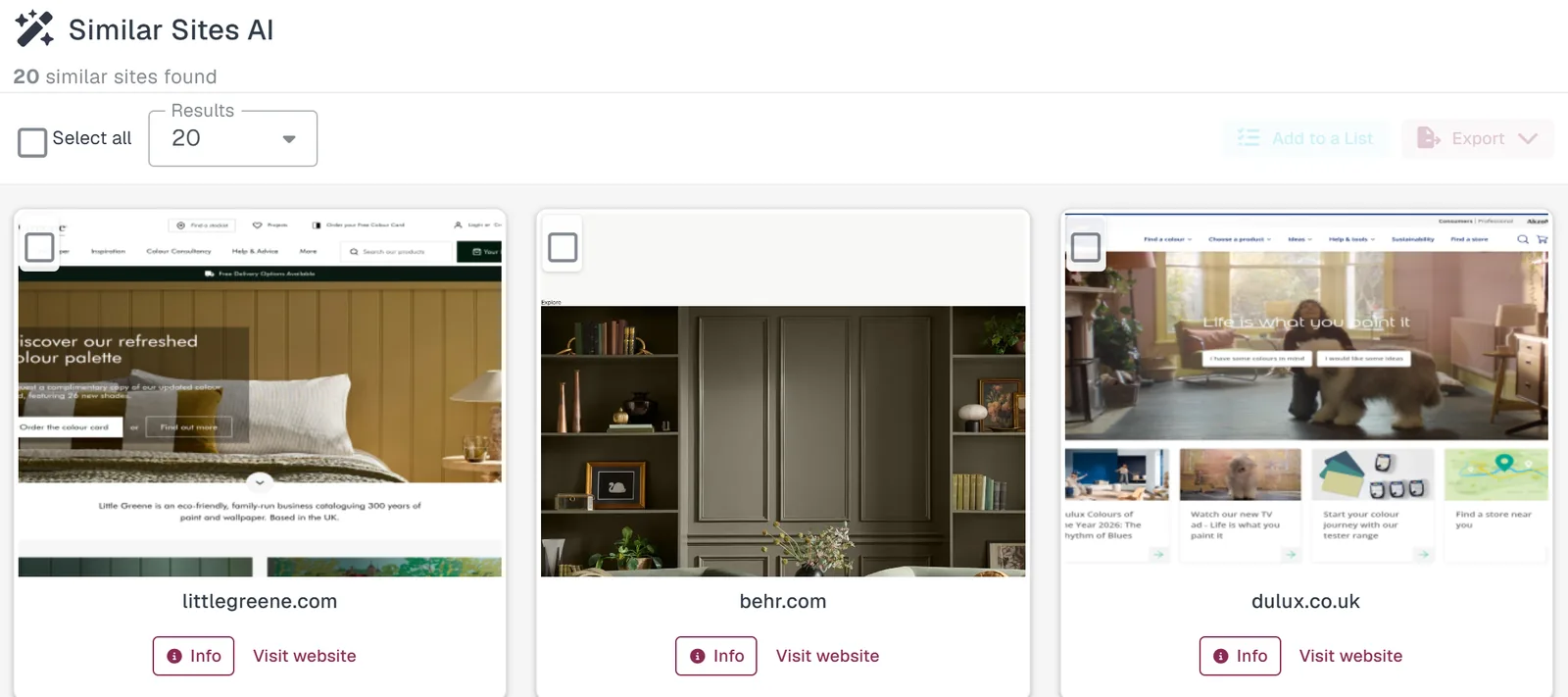 Lookalike Companies page